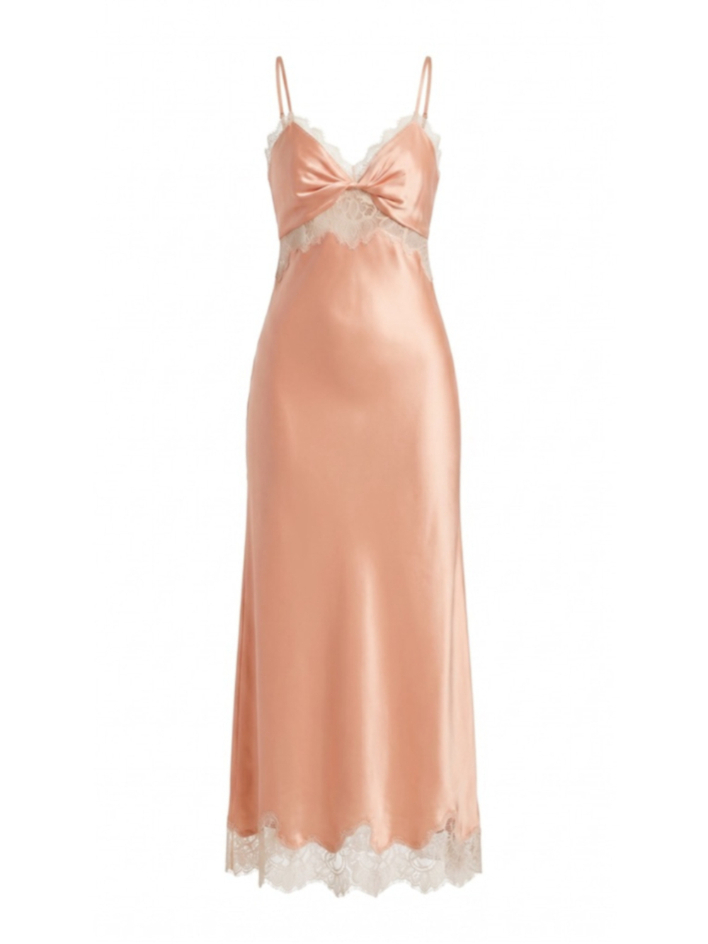 LoveShackFancy Orianna Silk Maxi Dress Peche Pink Lace 8 NWT - Picture 2 of 10